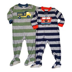 Carters Firetruck and Dump Truck Footed Pajamas (18 months)